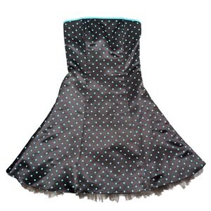 VTG Jessica McClintock Gunne Sax Satin Party Dress Brown Polka‎ Dot Rockabilly